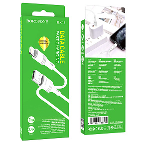 Дата кабель lightning - USB Borofone BX43 2.4A белый 1м