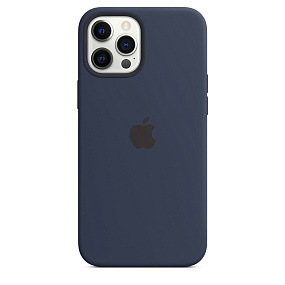 Кейс iPhone 12 Pro Max силикон оригинал темно-синий (УЦЕНКА) царапина