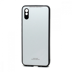 Силиконовый чехол Xiaomi Redmi 9A со стеклянной вставкой белый