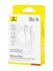 Дата кабель Type-C USB Baseus Silky Series (P10377703213-00) 100W 1м 3A белый