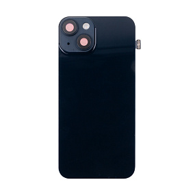 Задняя крышка iPhone 14 (стекло) Черный в сборе со стеклом камеры (MagSafe с оригинальным шлейфом)