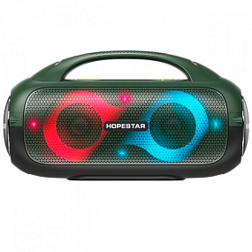 Колонка Hopestar A50 (Bluetooth/TF/USB/AUX/P.bank/Mic/TWS) 80W зеленая(УЦЕНКА)царапины, потертости