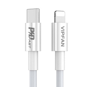 Дата кабель Type-C - Lightning VFan P01 3A 1м белый