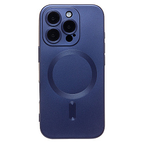 Кейс iPhone 16 Pro силикон SafeMag SM020 темно-синий