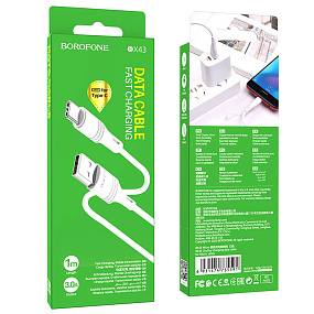 Дата кабель Type-C - USB Borofone BX43 3A 1м белый