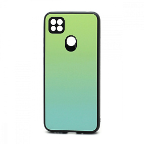 Задняя накладка Xiaomi Redmi 9C стекло Gradient (003) зелено-голубой