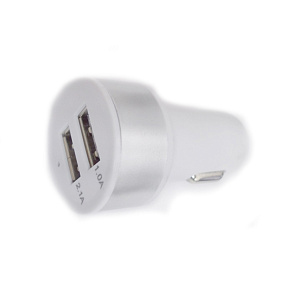 АЗУ-USB 2 выхода 1A/2.1А белый/серебро
