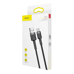 Дата кабель Type-C USB Baseus Cafule (CATKLF-BG1) 1м 3A черный