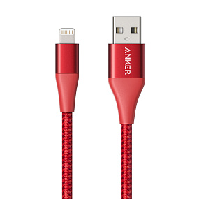 Дата кабель lightning - USB Anker PowerLine+ 0,9м красный