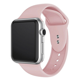 Ремешок для Apple Watch Sport 38/40/41 mm силикон на кнопке (L) светло-розовый