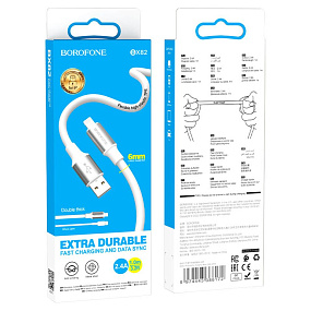 Дата кабель lightning - USB Borofone BX82 2.4A 1м белый