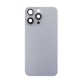 Задняя крышка iPhone 15 Pro Max в сборе со стеклом камеры Серый - Премиум
