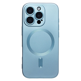 Кейс iPhone 16 Pro силикон SafeMag SM020 светло-синий